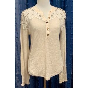 Free People Cream Knit Top